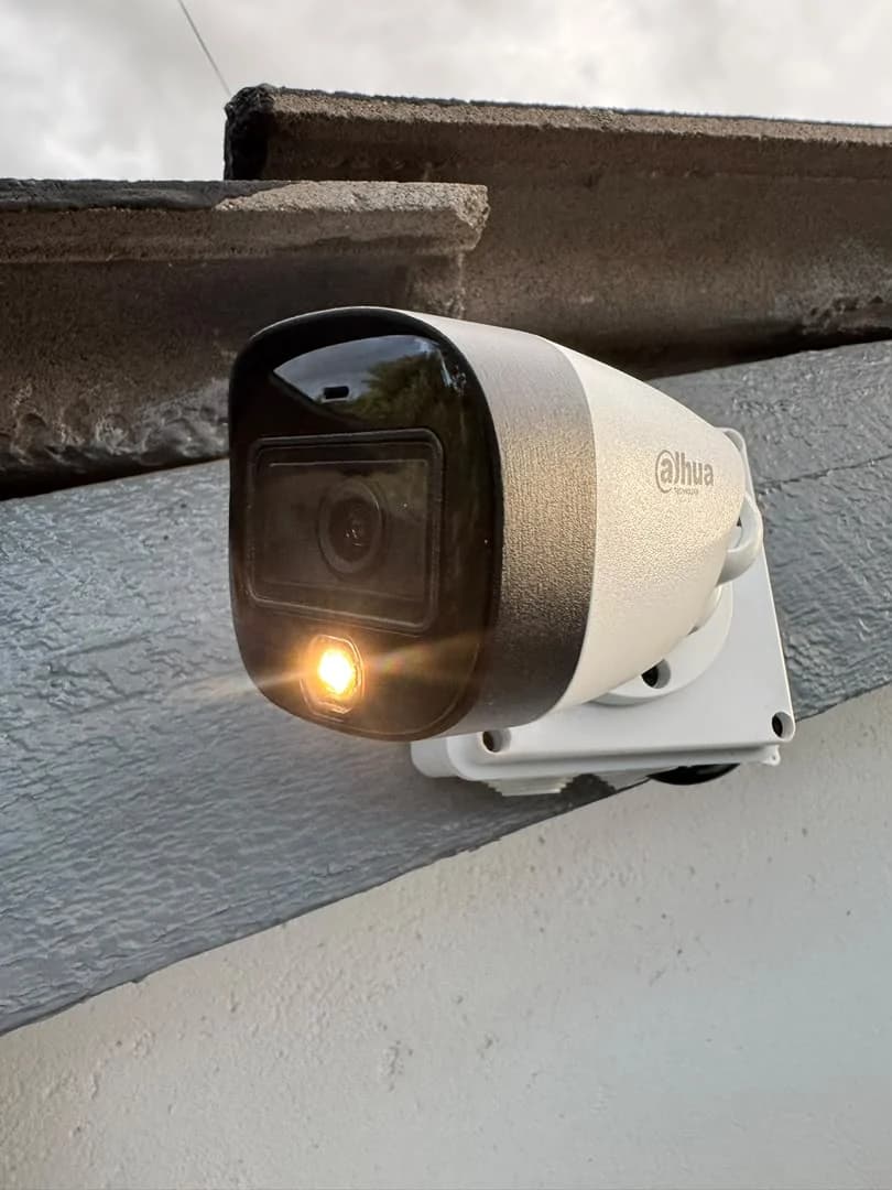 Dahua outdoor camera installed on an exterior wall