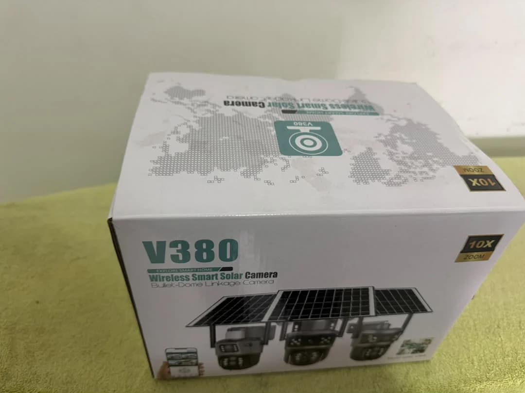 Boxed wireless smart solar camera equipment supplied for installation